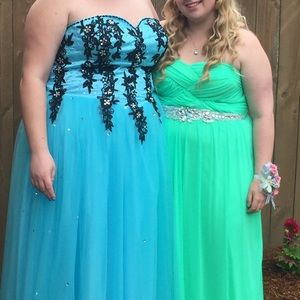 Blue Sequence Full Length Prom Dress